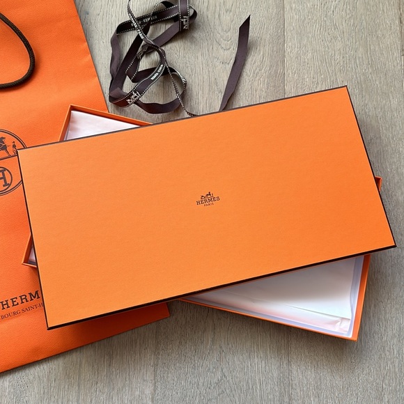 Hermes shopping bag, box, and original ribbon shawl 140 size - Picture 2 of 12